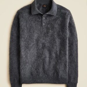 J.Crew Small Grey Brushed Cashmere Polo Sweater w/ collar